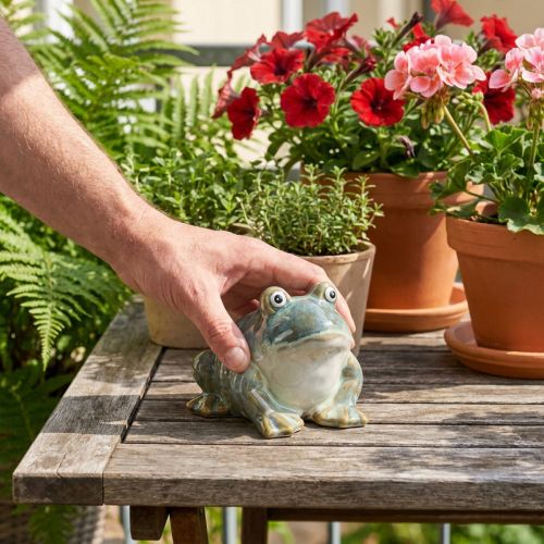 Itens Estatueta de sapo, decoração de verão em cerâmica para casa e varanda, 12 cm
