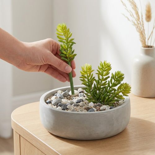 Itens Flor suculenta artificial para decoração de baixa manutenção de espaços residenciais e comerciais, 15 cm, 6 peças