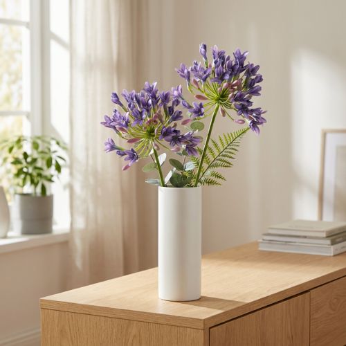 Itens Agapanthus Lírio Africano Flores Artificiais Roxas L75cm 2pcs