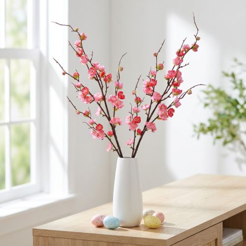 Ramo de flor de cerejeira decoração ramo artificial rosa escuro 96cm 2 peças | Floristik24.pt