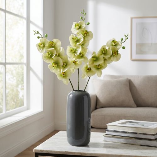 Itens Orquídea Artificial Verde Amarelo Phalaenopsis L83cm