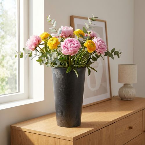 Vaso de chão vaso preto plástico antracite Ø17,5cm Alt.28cm | Floristik24.pt