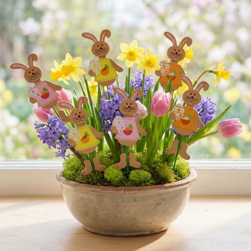 Coelhos de Páscoa com ovo 12cm C29cm 15 un | Floristik24.pt
