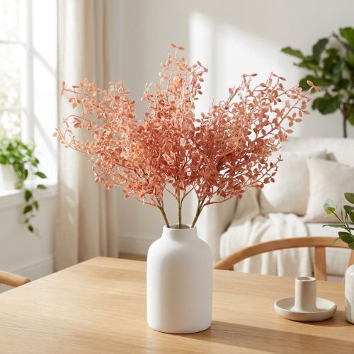 Itens Decoração com flores artificiais, ramos decorativos, decoração de ramos rosa 44 cm 3 unid.