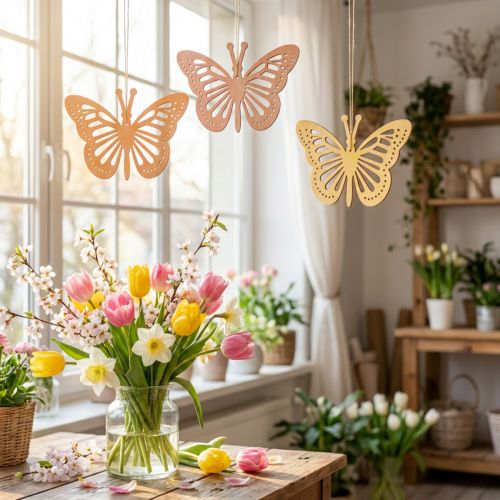 Cabide decorativo borboletas laranja/rosa/amarelo 12cm 12 peças | Floristik24.pt