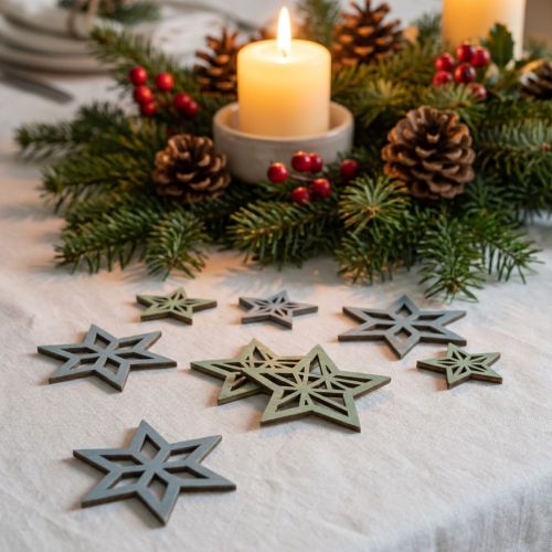 Estrelas Déco, madeira, azul, verde, estrelas de madeira, Natal, 4 cm, mistura, 36 unidades | Floristik24.pt