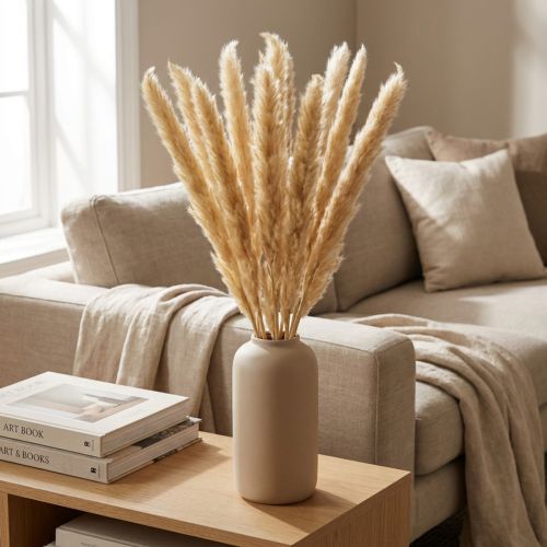 Galhos decorativos de flores secas de capim-dos-pampas para decoração de casa e mesa. | Floristik24.pt
