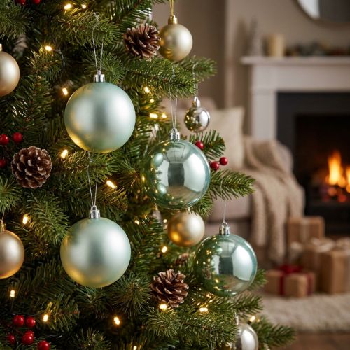 Bola de Natal inquebrável verde claro sortida Ø10cm 4 un | Floristik24.pt