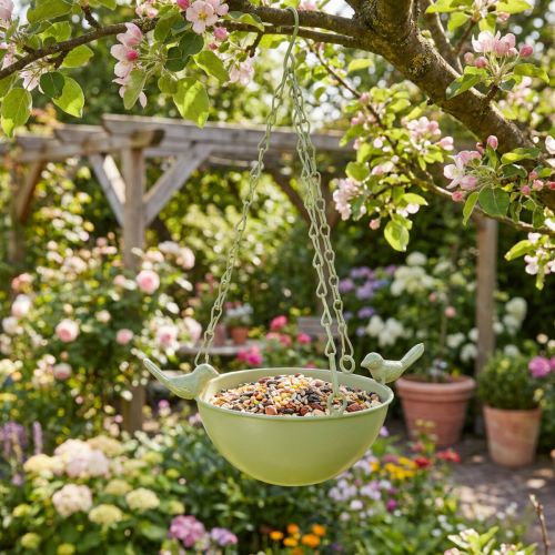 Itens Alimentador de pássaros resistente às intempéries com suspensão por corrente e pássaros decorativos, 47 cm