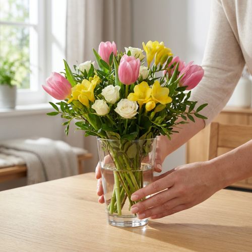 Vaso de vidro transparente Ø8cm Alt.11cm para decoração de mesa | Floristik24.pt