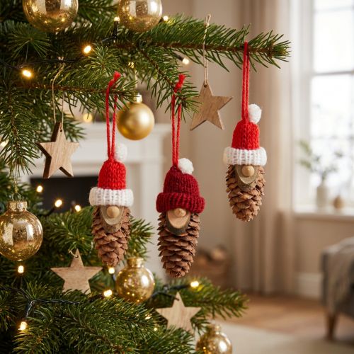 Decoração de árvore de Natal cone gnomo gnomo vermelho 9 cm 12 unidades | Floristik24.pt