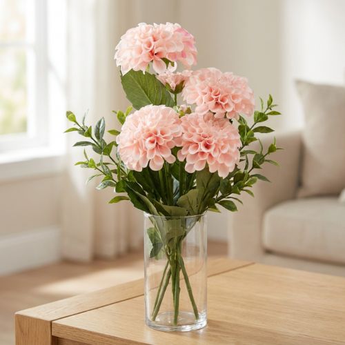 Itens Dália Artificial Flores Artificiais Rosa Com 5 Flores 50cm