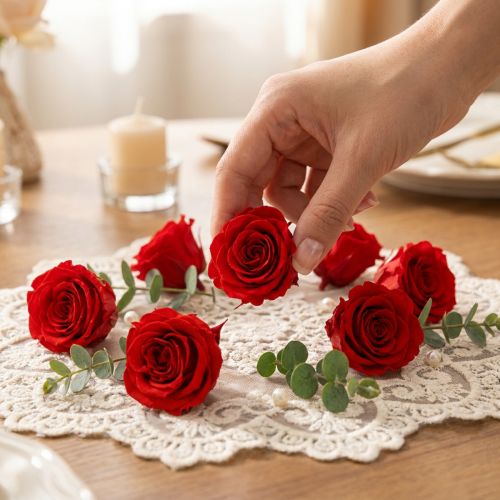 Itens Infinity Roses Flores Reais Mini Cabeças de Rosa Vermelhas Ø3cm 16 unidades