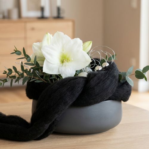 Itens Lã decorativa, cordão de lã, lã feltrada para artesanato criativo e floricultura, 2m, preta