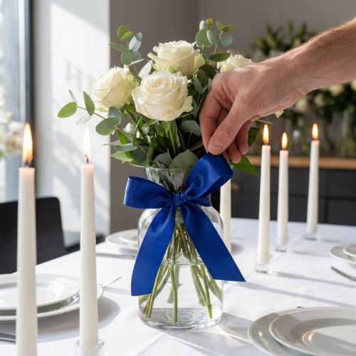 Fita para presentes, fita decorativa, fita de tafetá, azul escuro, 25 mm × 50 m | Floristik24.pt