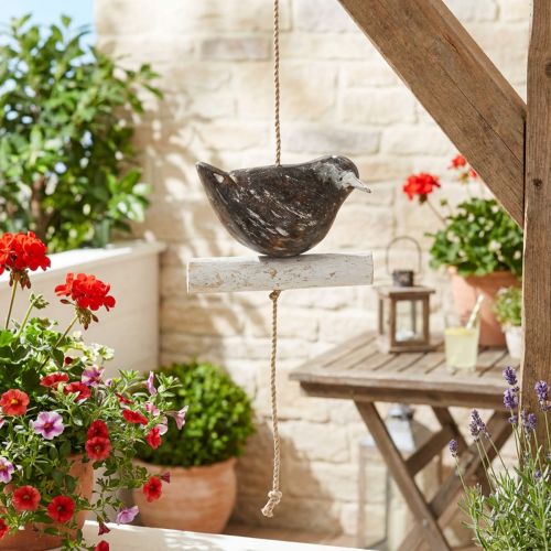 Itens Decoração pendurada verão pássaro de madeira decoração marrom natural branco 118cm