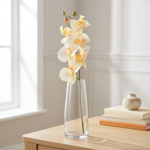 Itens Orquídea Artificial Creme Laranja Phalaenopsis 78cm