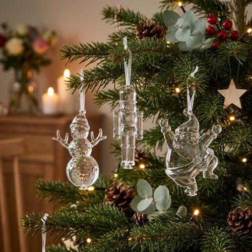 Itens Figuras de Natal decoração de inverno para pendurar transparente Alt.10cm 3 unidades