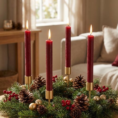 Velas cônicas de cor sólida,