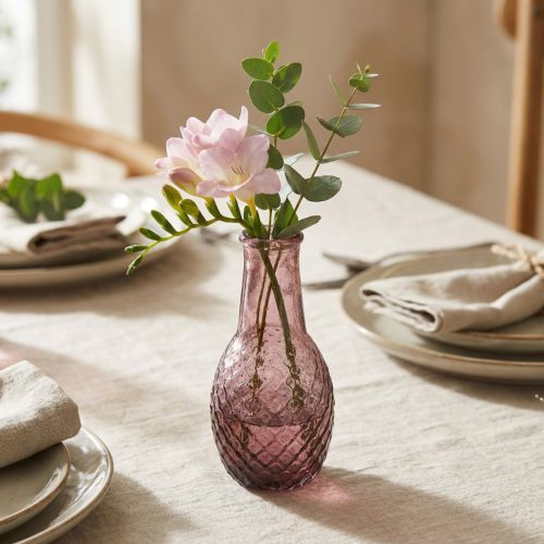 Mini Vaso de Vidro Roxo com Detalhes em Vidro em Formato de Diamante, Ø6cm A12cm | Floristik24.pt