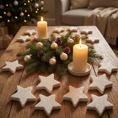 Estrelas espalhadas com glitter creme 2,5cm 96 unidades | Floristik24.pt