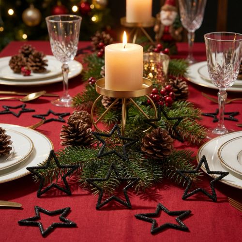Decoração dispersa estrelas de Natal glitter preto Ø4cm 120 un | Floristik24.pt