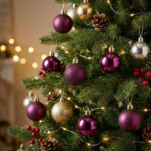 Mini bolas de Natal de plástico roxo Ø3cm Alt.3,5cm 14 unid. | Floristik24.pt