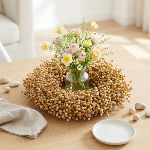 Guirlanda decorativa boho, guirlanda decorativa de linho, guirlanda natural, seca, Ø28cm | Floristik24.pt