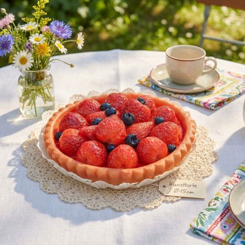 Bolo falso decorativo de morango para confeitaria, bolo artificial com Ø15cm | Floristik24.pt