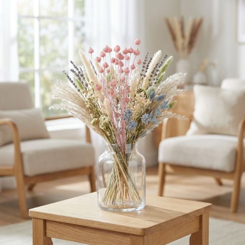 Cardo-morango, cardo seco, decoração de cardo, rosa claro, 58 cm, 100 g | Floristik24.pt