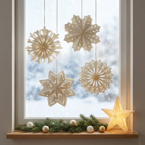 Elegantes flocos de neve de papel para decoração de inverno e Natal. | Floristik24.pt