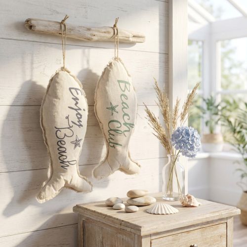 Peixe decorativo marítimo para pendurar tecido 34×14,5cm 2pcs | Floristik24.pt