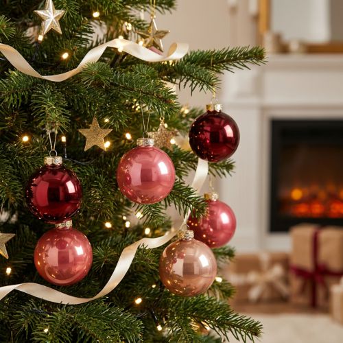 Itens Conjunto de enfeites de Natal, decoração festiva brilhante, 6 cm, 24 peças