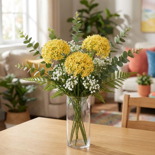 Cebola Ornamental Allium Selvagem artificial Amarela 70cm 3 pcs | Floristik24.pt