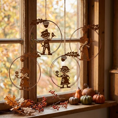 Itens Cabide decorativo ferrugem decoração outono anel decorativo metal Ø13cm 4 un