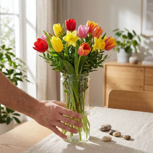 Itens Vaso de flor, cilindro de vidro, vaso de vidro redondo Ø10cm A27cm