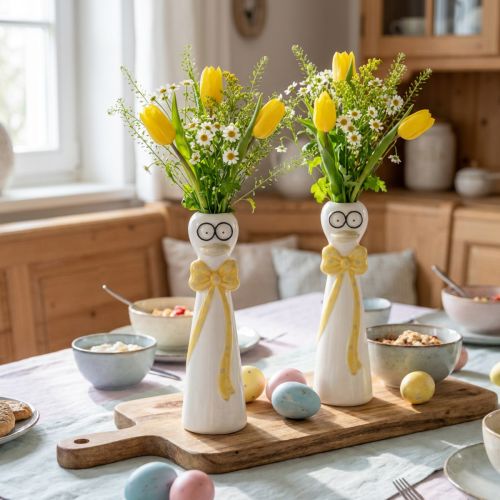Vaso em formato de pato com design fofo para decoração de mesa divertida, 24 cm, conjunto com 2 peças. | Floristik24.pt