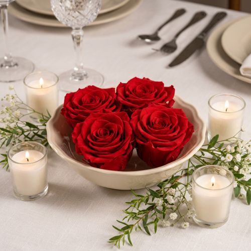 Cabeças de rosas reais Infinity Roses Red Premium Ø8,5cm 4 unidades | Floristik24.pt