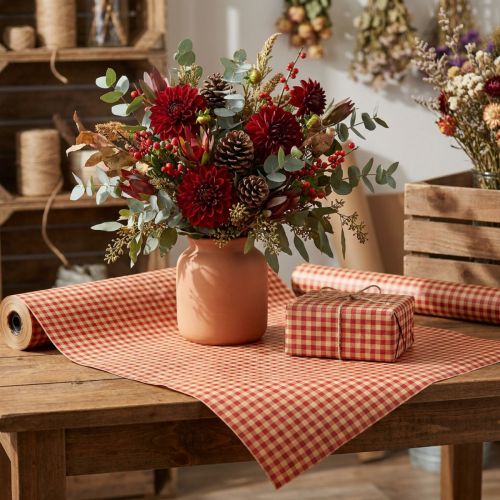 Flor de seda 50cm xadrez vermelho 5kg | Floristik24.pt