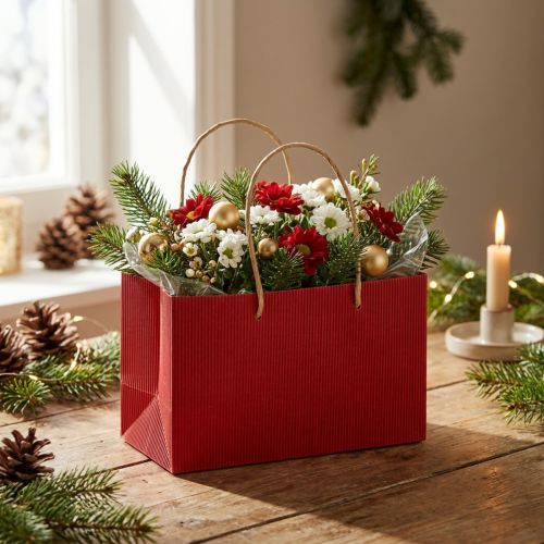 Itens Sacos para presentes sacos de papel vermelhos com alça 24×12×12cm 6 unidades