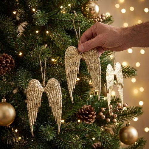 Pingente Decorativo Asas de Anjo Natal Dourado 14,5×9cm 4 un | Floristik24.pt