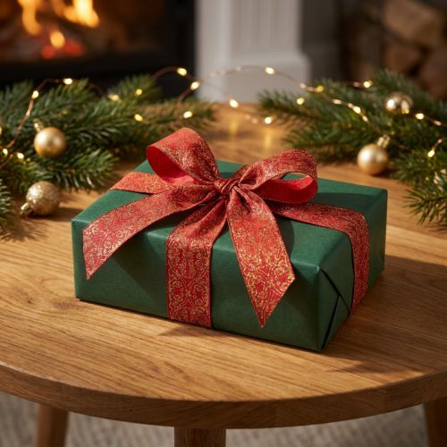 Itens Fita para presentes com estampa festiva para artesanato e decoração, 40 mm x 15 m