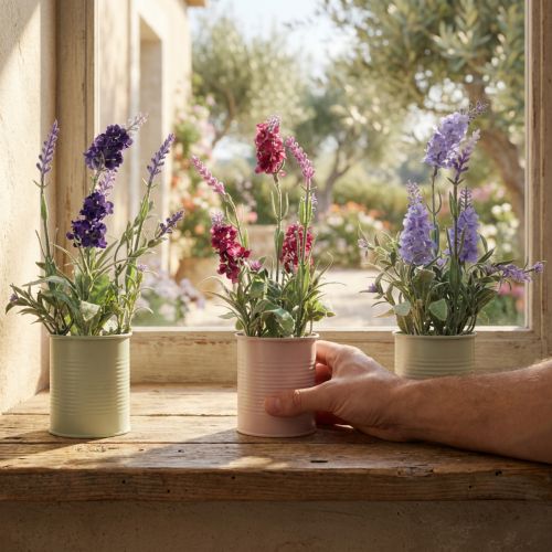 Itens Lavanda em Pote Artificial Roxo Rosa Roxo Claro Alt.26cm 3 unidades