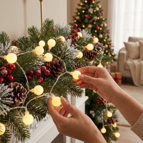 Corrente leve LED Cherry branco quente 9m 120LED | Floristik24.pt