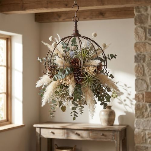 Coroa de metal para pendurar marrom ferrugem Ø31cm H31cm | Floristik24.pt
