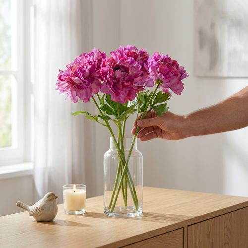 Itens Flor de ranúnculo artificial, réplica detalhada para decoração de sala de estar e escritório, 55 cm, 6 peças