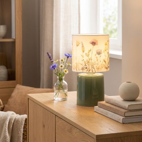 Abajur de mesa LED com estampa floral para iluminação elegante da sala de estar, 23 cm | Floristik24.pt