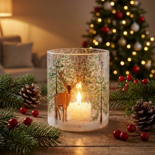 Itens Porta-velas vidro crepitante natalino copo tealight H13cm