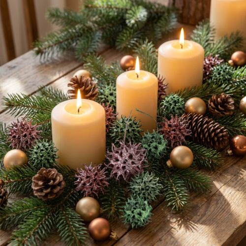 Decoração de cones de árvore de âmbar, baga verde, decoração natural fosca 500g | Floristik24.pt