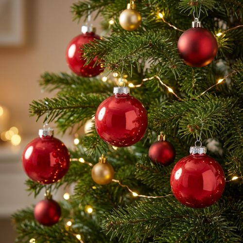 Enfeites de Natal vermelhos, de vidro, brilhantes, Ø6cm, 24 peças | Floristik24.pt